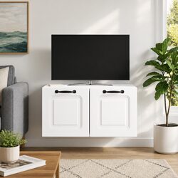 Compact Wall-Mounted TV Cabinet in White