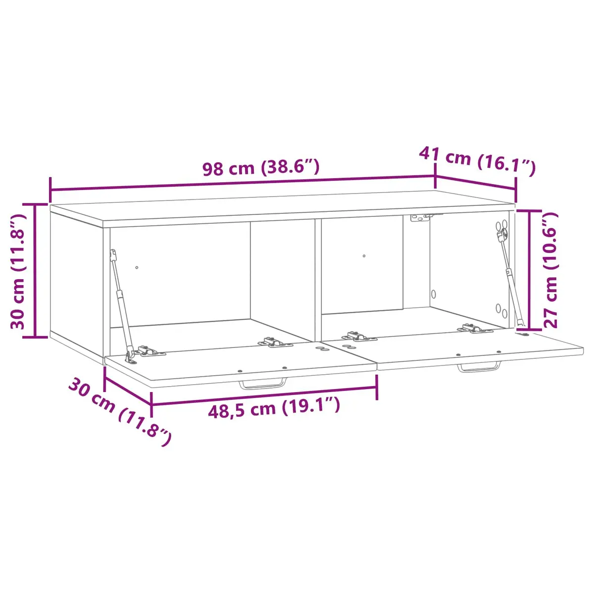 Wall-Mounted TV Cabinet White Engineered Wood 98 x 41 x 30 cm