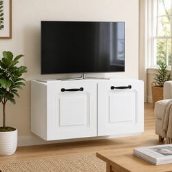 Wall-Mounted TV Cabinet in White for Cozy Spaces