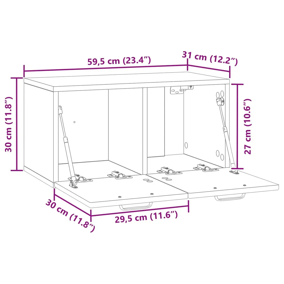 Wall-Mounted TV Cabinet White 59.5 x 31 x 30 cm Engineered Wood Entertainment Unit