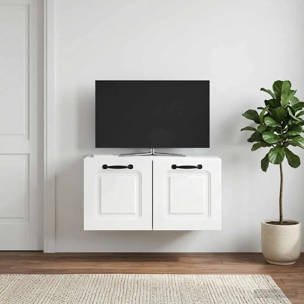 Wall-Mounted TV Cabinet White 59.5 x 31 x 30 cm Engineered Wood Entertainment Unit