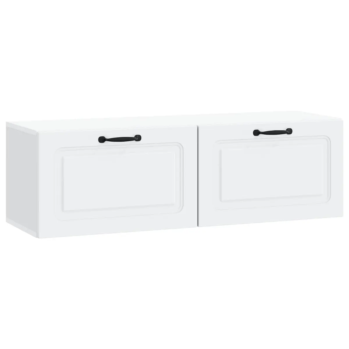 White Wall-Mounted TV Cabinet with Storage Shelves