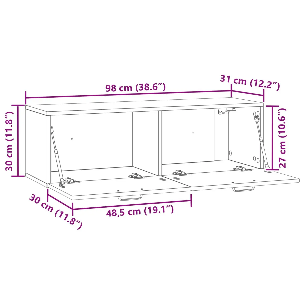 White Wall-Mounted TV Cabinet with Storage Shelves