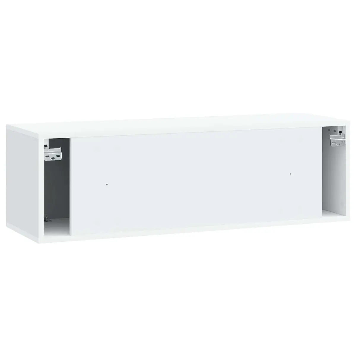 White Wall-Mounted TV Cabinet with Storage Shelves