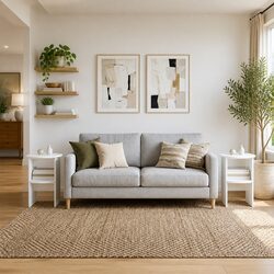Set of 2 Modern White Side Cabinets for Living Spaces