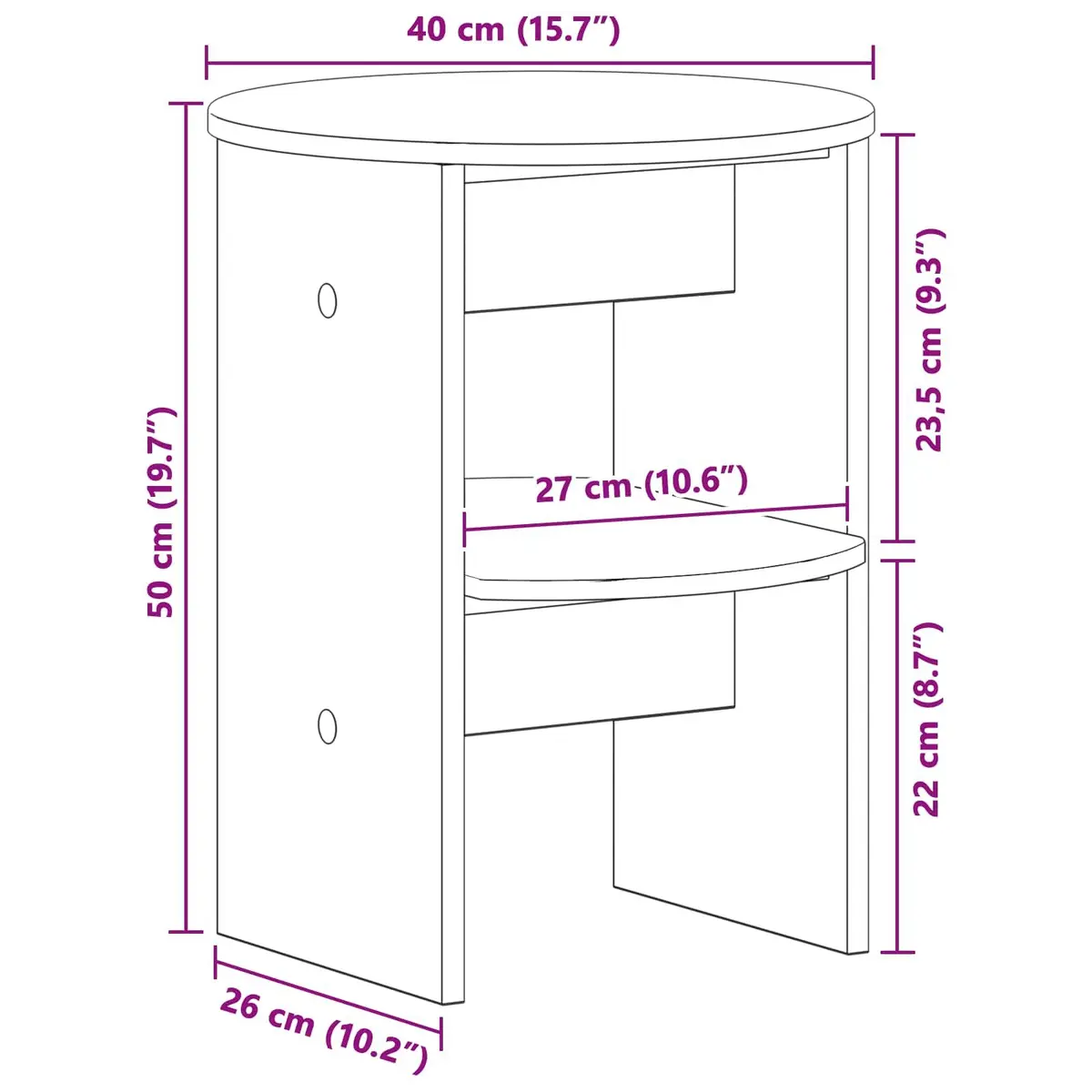 Side Cabinet 2 pcs White Round Modern Storage Furniture Living Room Engineered