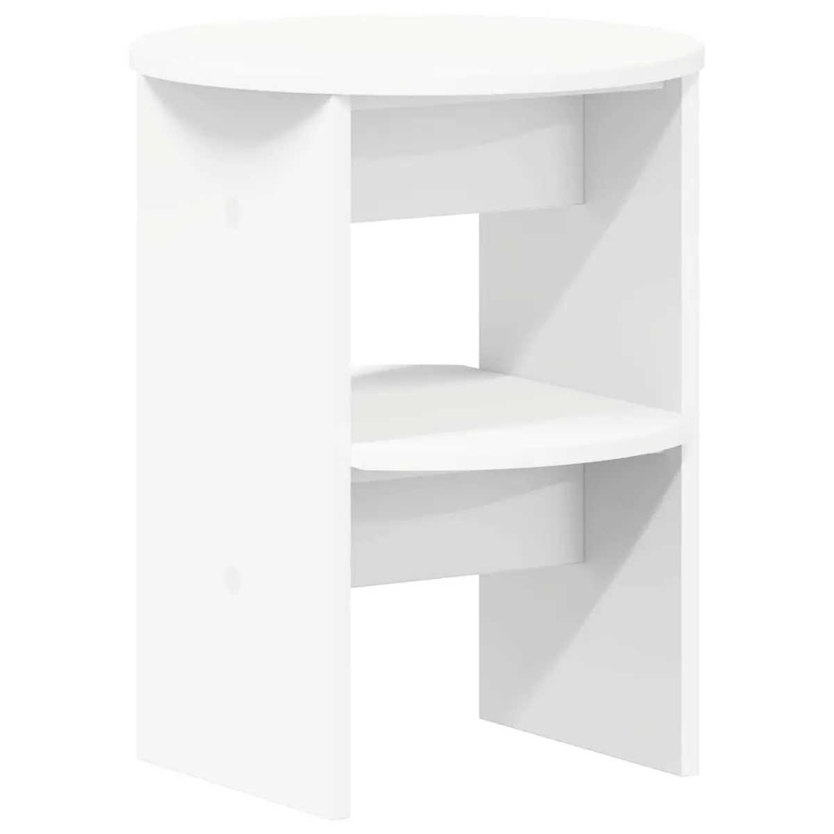 Side Cabinet 2 pcs White Round Modern Storage Furniture Living Room Engineered