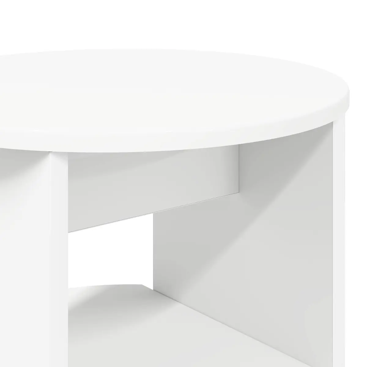 Side Cabinet 2 pcs White Round Modern Storage Furniture Living Room Engineered