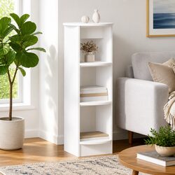 Modern White Side Cabinet with Storage Shelves