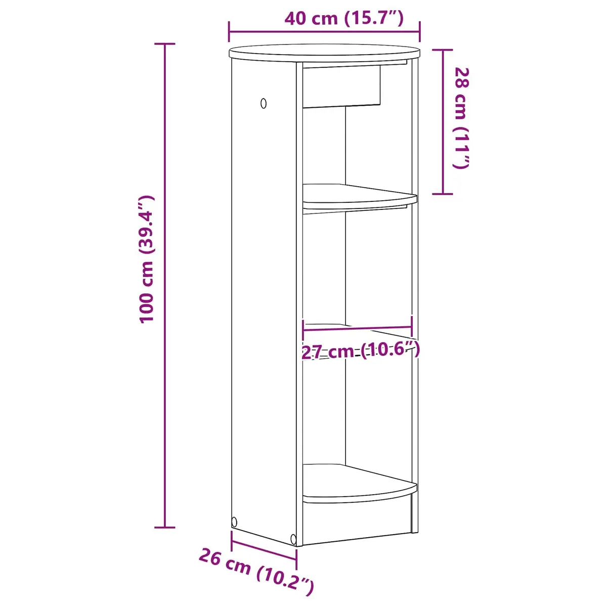 White Side Cabinet with Storage Shelves