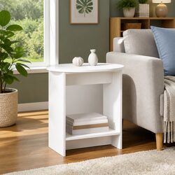Elegant White Side Table for Living Room or Bedroom