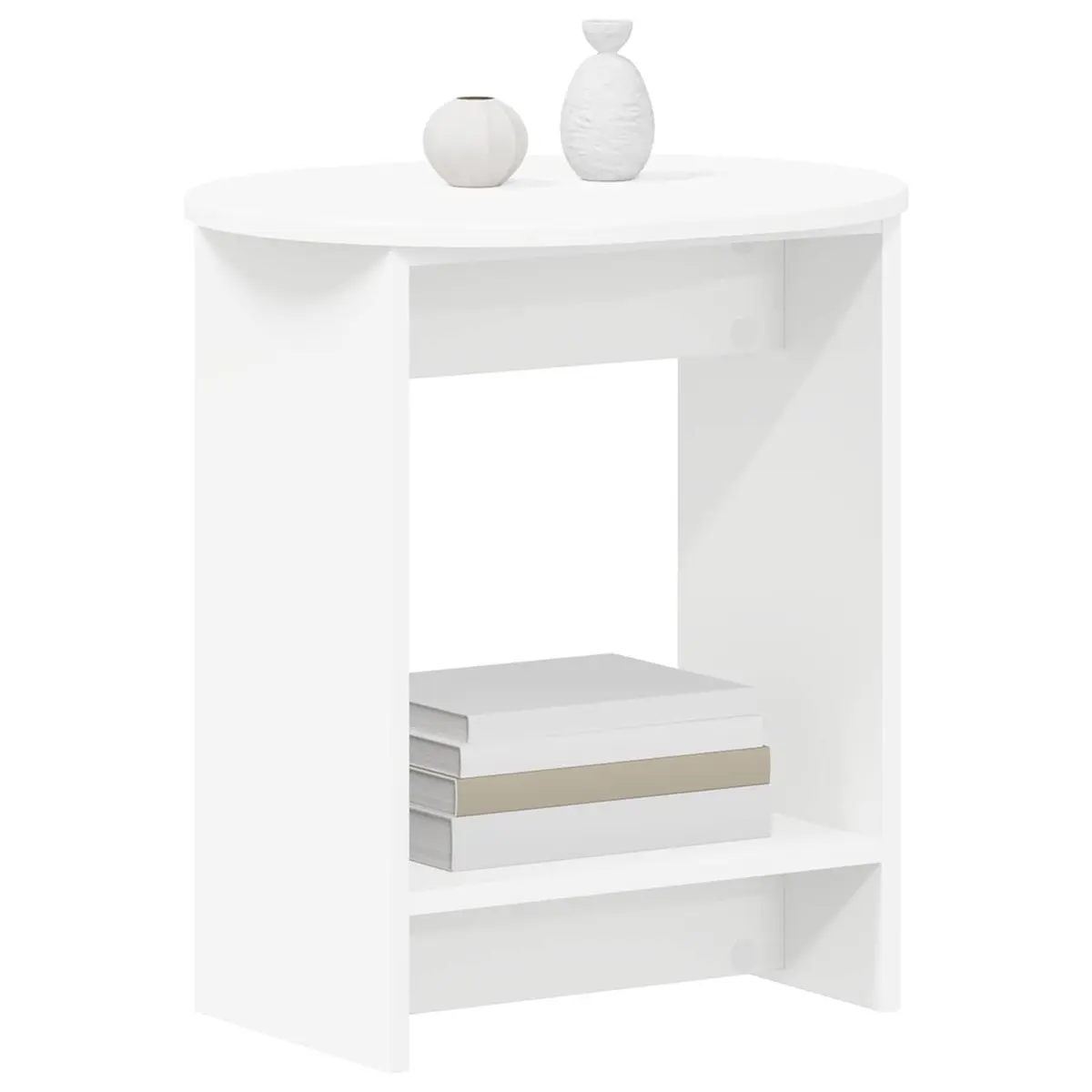 Side Table White Rectangular 50x39.5x55cm Engineered Wood