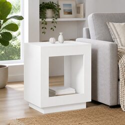 White Engineered Wood End Table for Living Spaces
