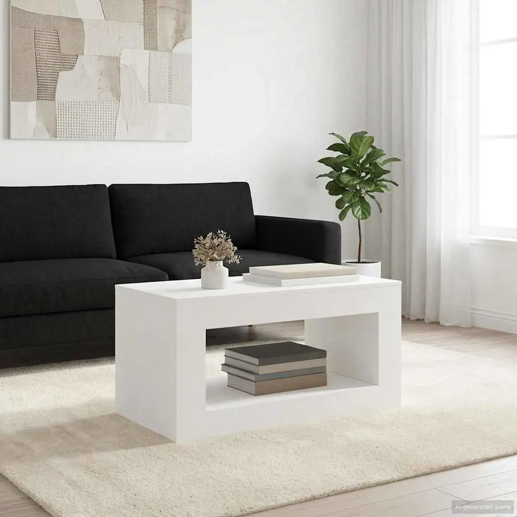 White Coffee Table Modern Design Living Room Accent Furniture Contemporary Style