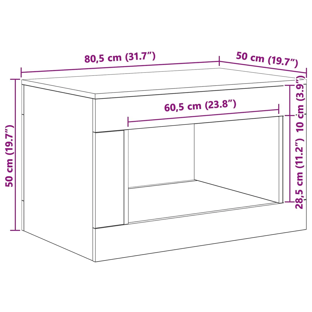 White Coffee Table Compact Accent Side Table Living Room Study Furniture
