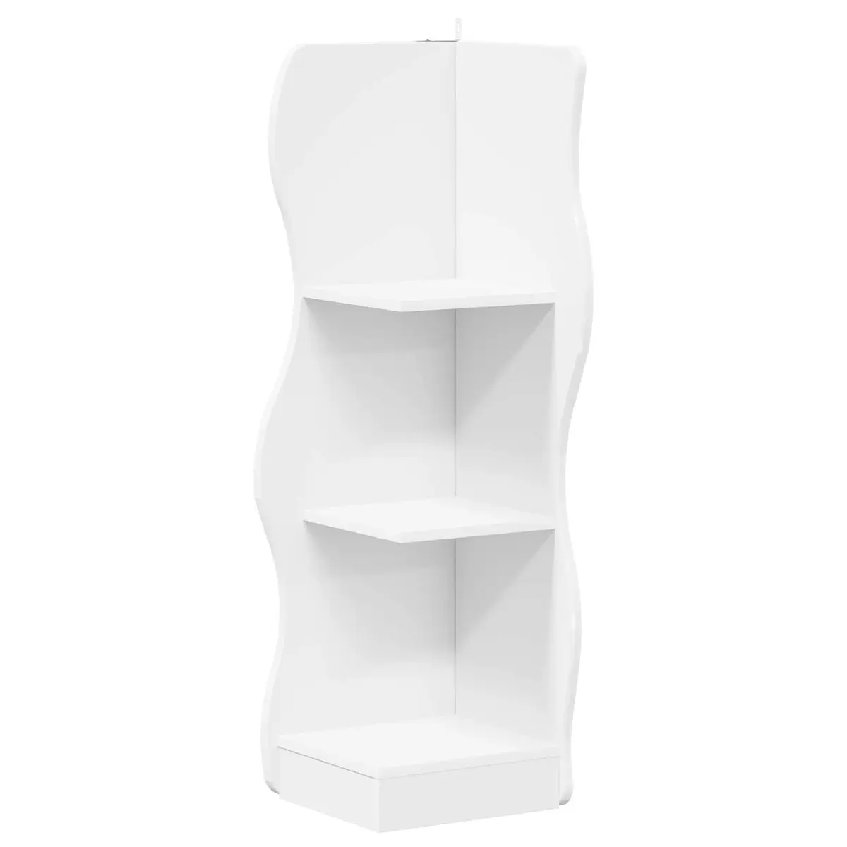 Corner Shelf White 34x33x102cm Wave Design Wall Storage Shelving Unit Modern