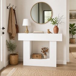 White Modern Console Table for Entryway and Living Room