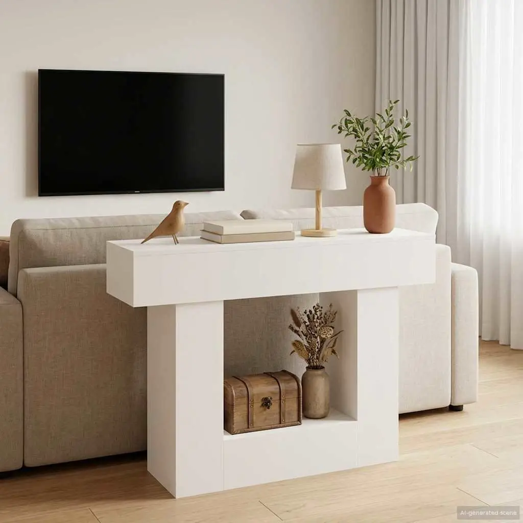 White Modern Console Table for Entryway and Living Room