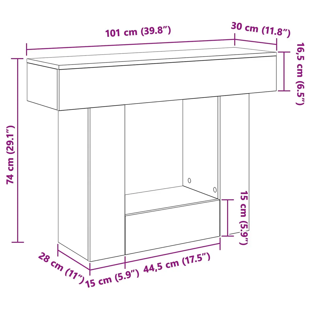 White Modern Console Table for Entryway and Living Room