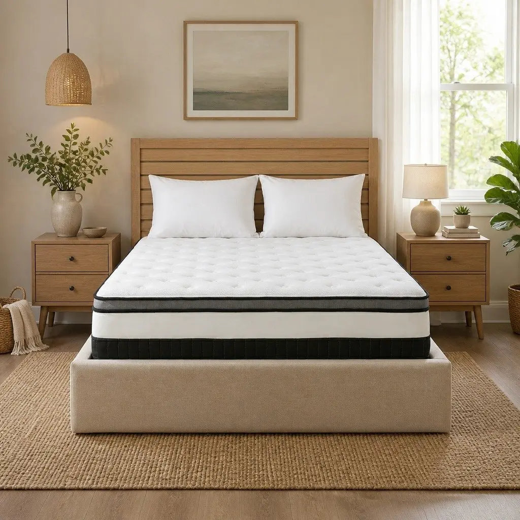 King Single Osteopedic Euro Top Pocket Spring Mattress Medium Firm Hybrid Foam 107cm x 203cm x 30cm 400GSM Knitted Jacquard Cover