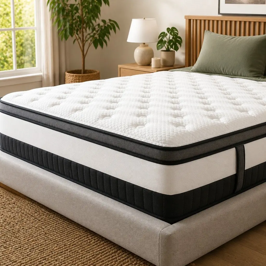 King Single Osteopedic Euro Top Pocket Spring Mattress Medium Firm Hybrid Foam 107cm x 203cm x 30cm 400GSM Knitted Jacquard Cover