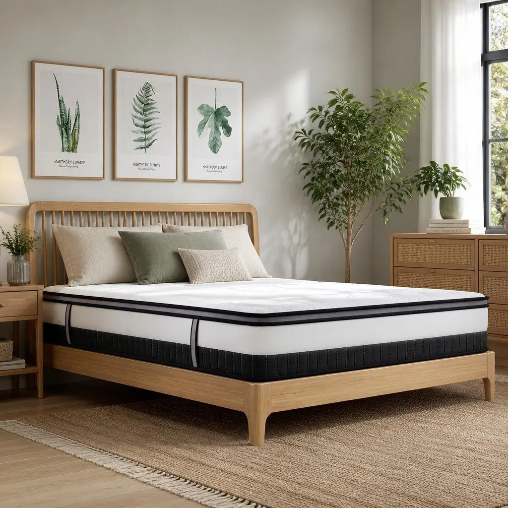 King Single Osteopedic Euro Top Pocket Spring Mattress Medium Firm Hybrid Foam 107cm x 203cm x 30cm 400GSM Knitted Jacquard Cover