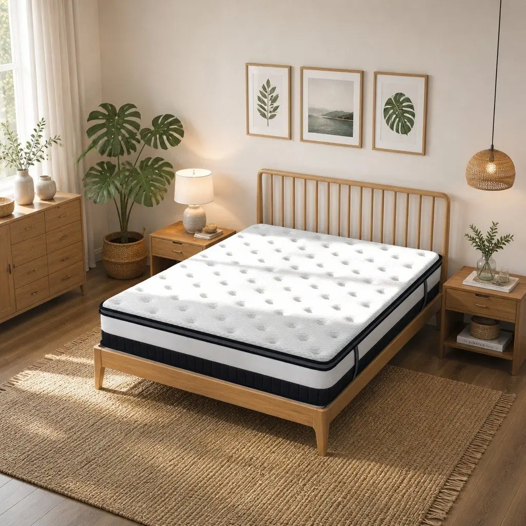 King Single Osteopedic Euro Top Pocket Spring Mattress Medium Firm Hybrid Foam 107cm x 203cm x 30cm 400GSM Knitted Jacquard Cover