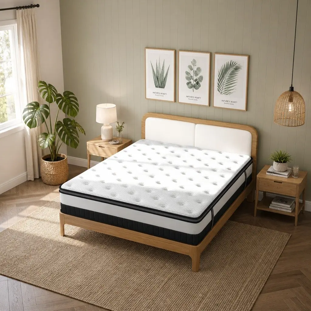 King Single Osteopedic Euro Top Pocket Spring Mattress Medium Firm Hybrid Foam 107cm x 203cm x 30cm 400GSM Knitted Jacquard Cover