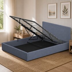 King Gas Lift Bed Frame with Headboard Storage Solution