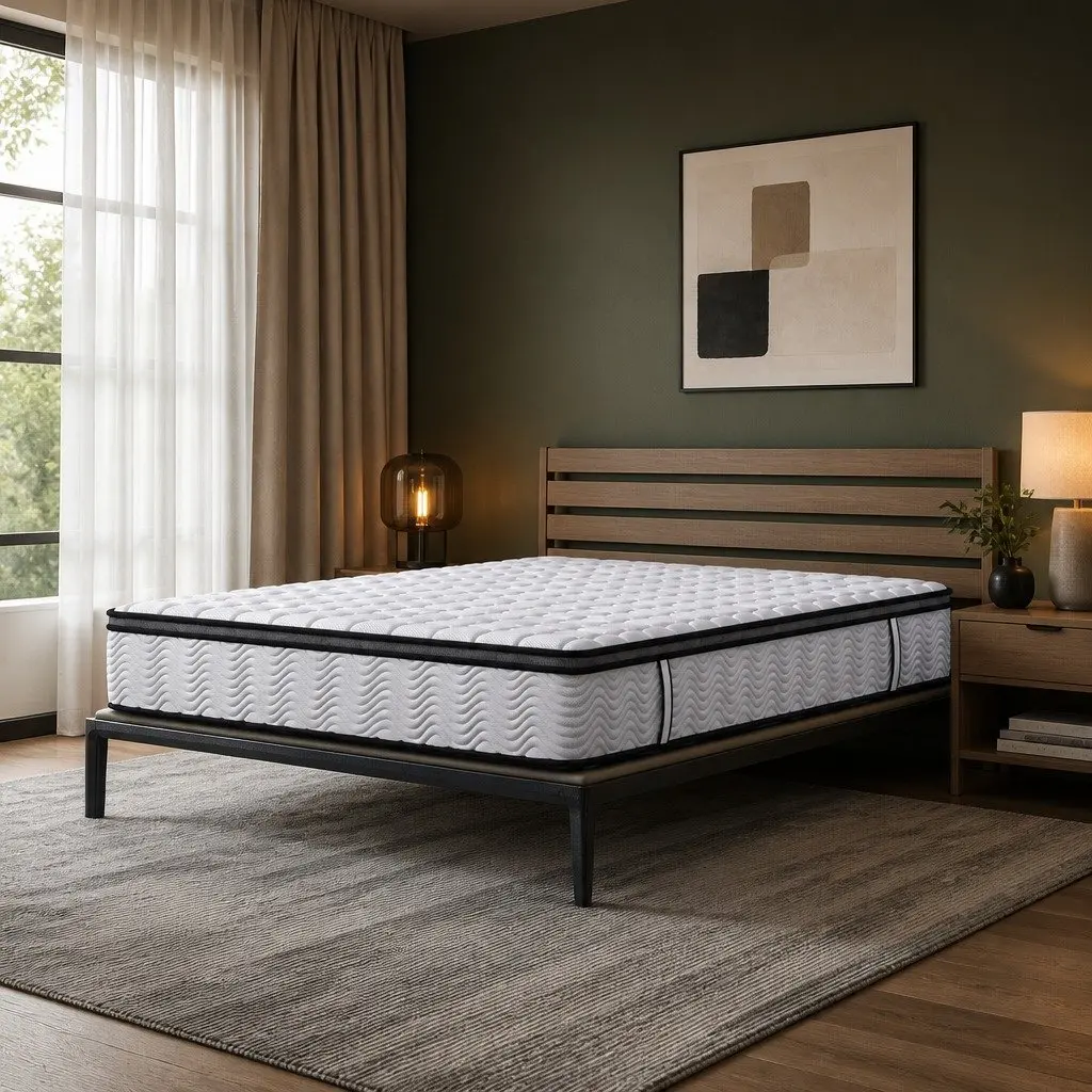 Single Bed Hybrid Mattress Medium Firm 5 Zone Pocket Spring Natural Latex Foam 30cm Thickness