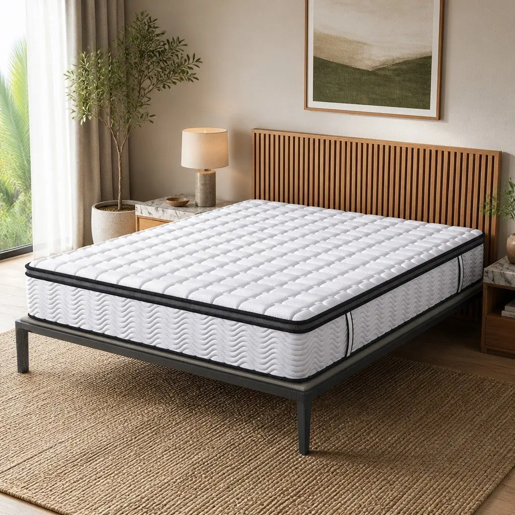 Single Bed Hybrid Mattress Medium Firm 5 Zone Pocket Spring Natural Latex Foam 30cm Thickness