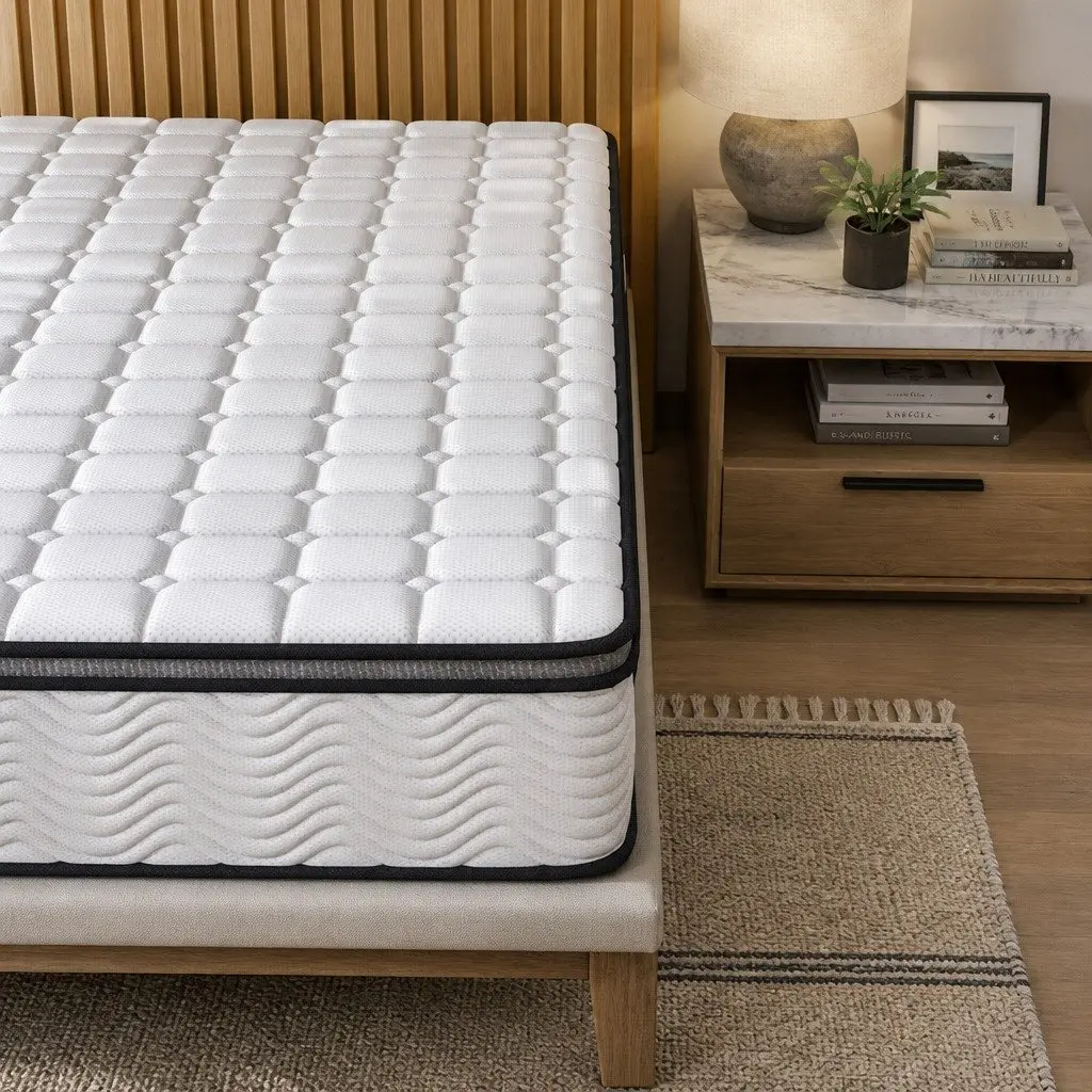 Single Bed Hybrid Mattress Medium Firm 5 Zone Pocket Spring Natural Latex Foam 30cm Thickness