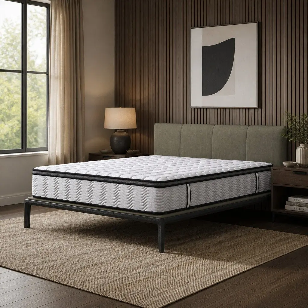 Double Pocket Spring Mattress Medium-Firm 5-Zone Support Hybrid Foam Latex 137x190cm 300GSM Knitted Cotton Cover