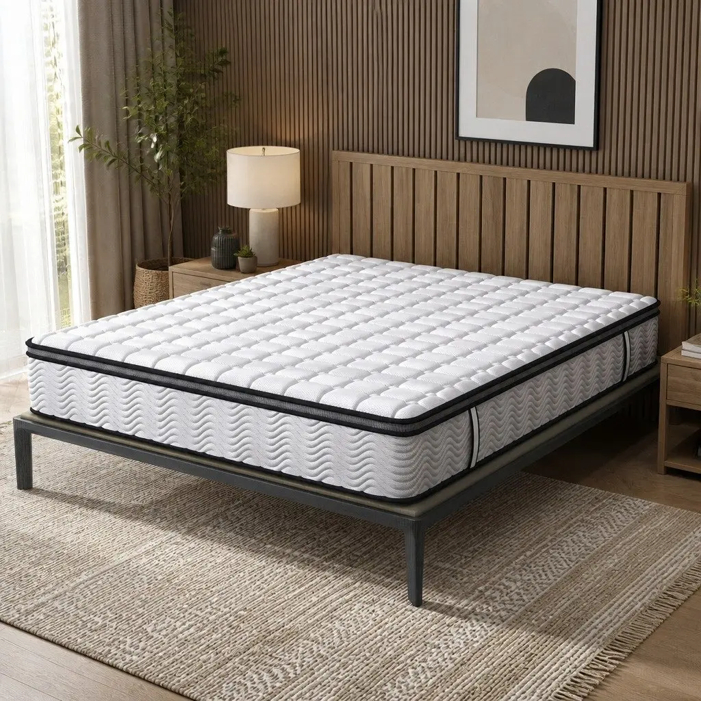 Queen Pocket Spring Mattress Medium-Firm 5-Zone Hybrid Foam Support 153cm x 203cm Cotton Cover