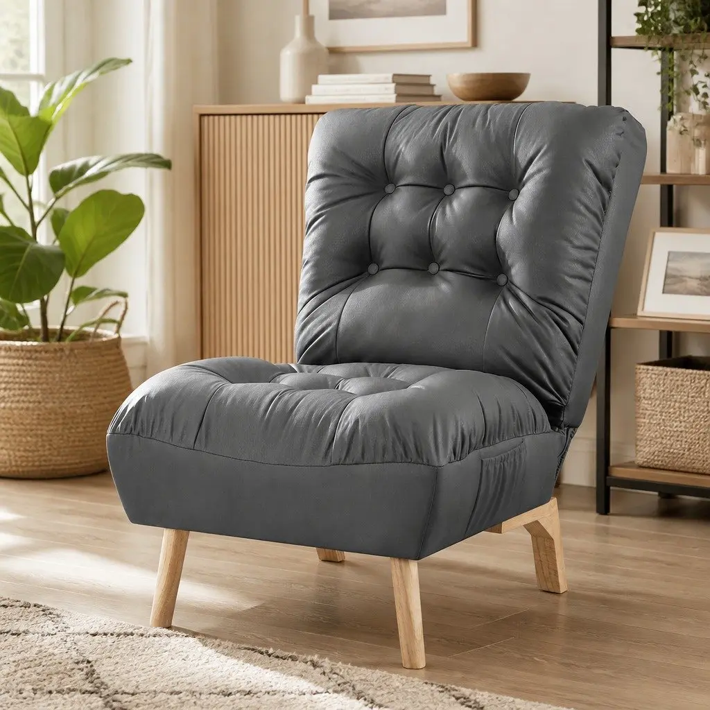 Grey Accent Recliner Chair with Adjustable Backrest
