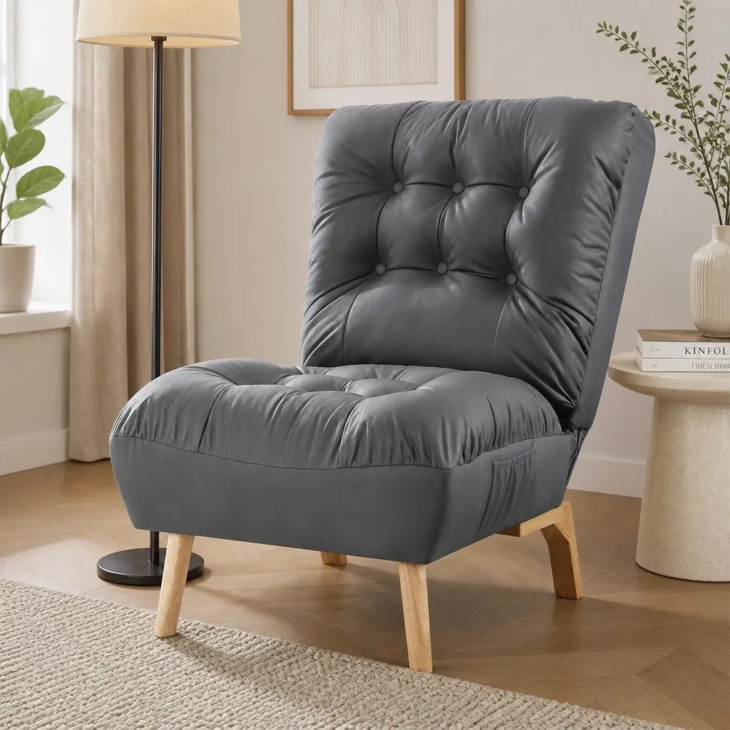 Grey Accent Recliner Chair with Adjustable Backrest