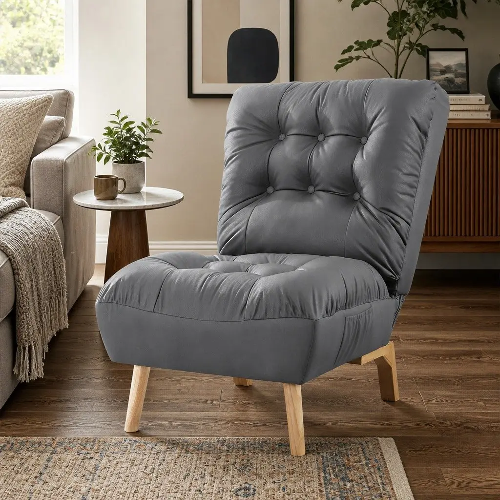 Grey Accent Recliner Chair with Adjustable Backrest