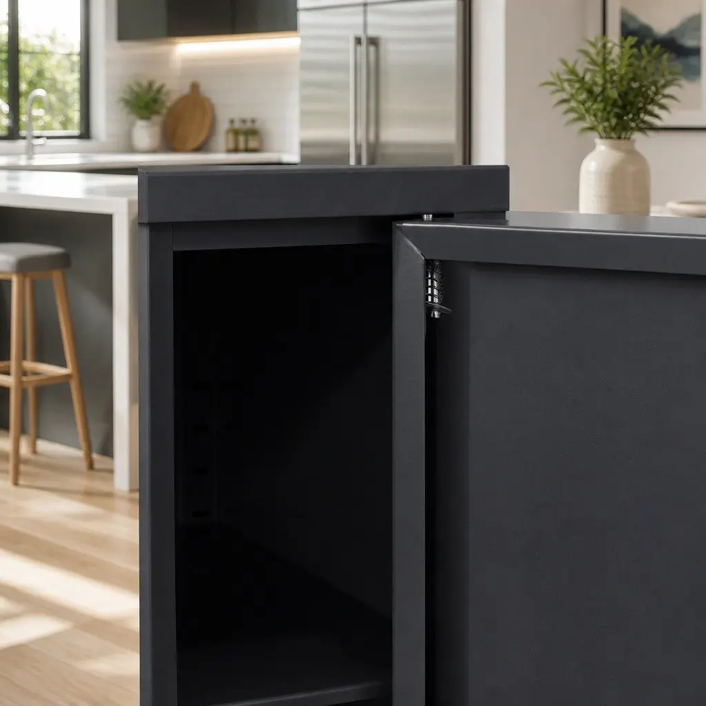 Buffet Sideboard Metal Cabinet Adjustable Shelf Charcoal Cold Rolled Steel