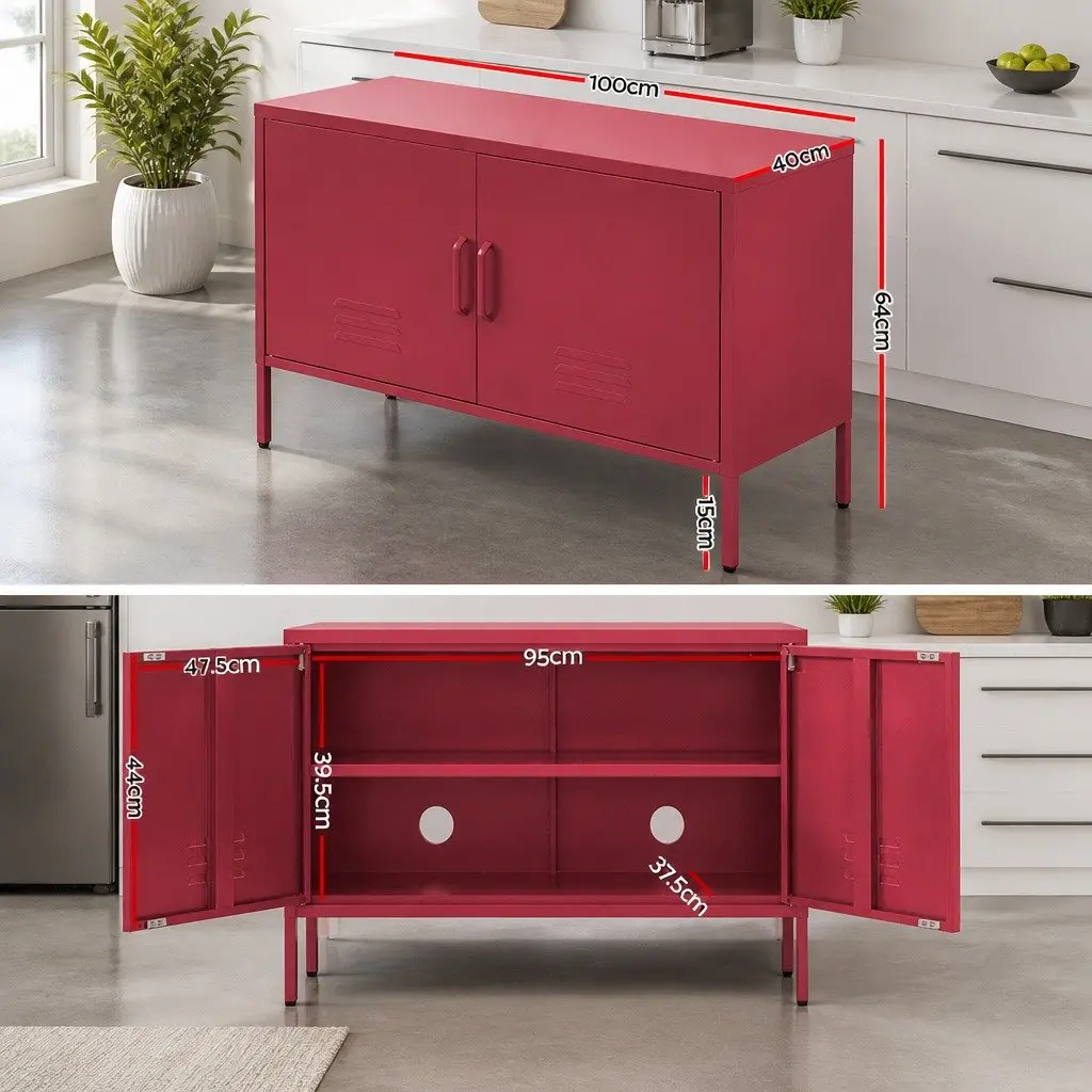 Pink Metal Buffet Sideboard for Dining Spaces