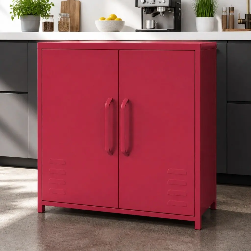 Pink Metal Buffet Sideboard for Dining Spaces