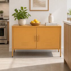 Yellow Metal Buffet Sideboard Cabinet for Modern Dining