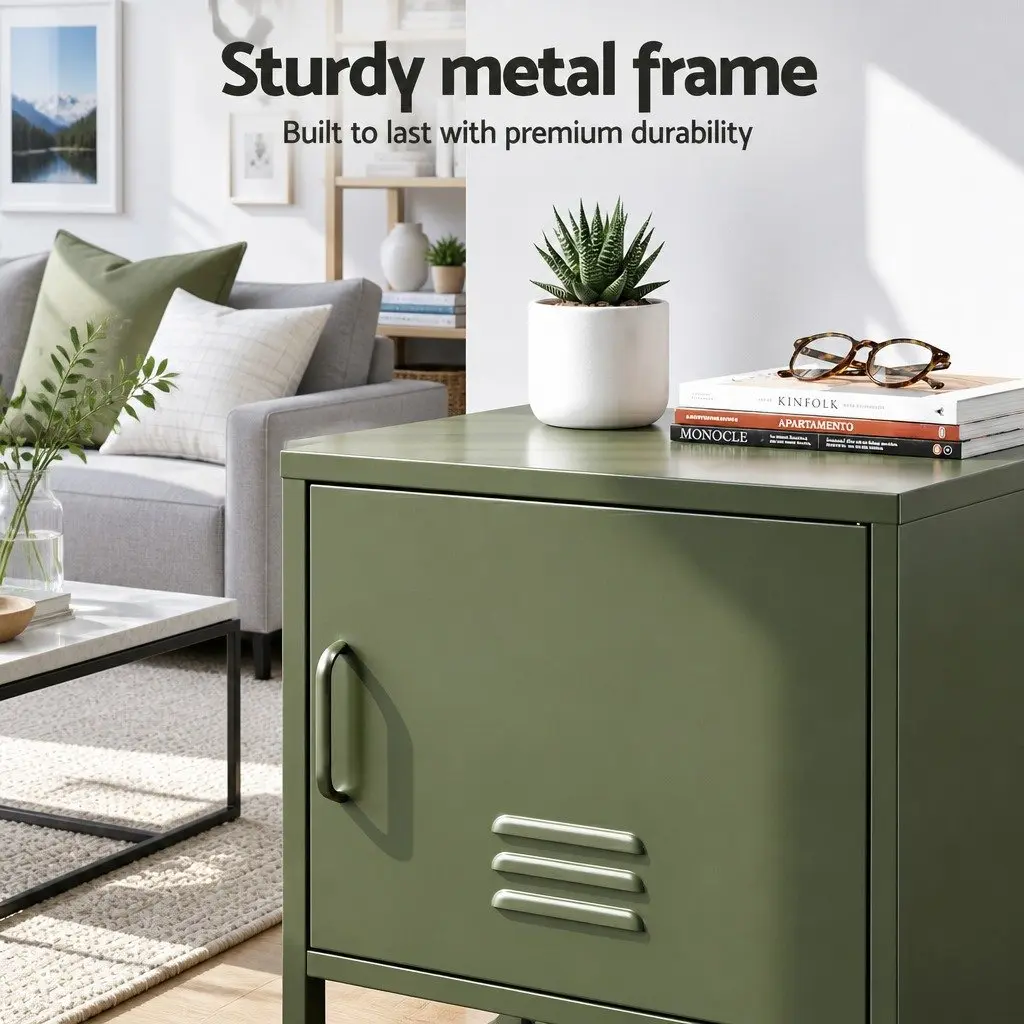 Buffet Sideboard Cabinet Green Set of 2 Cold Rolled Steel 60cm W x 40cm D x 101.5cm H