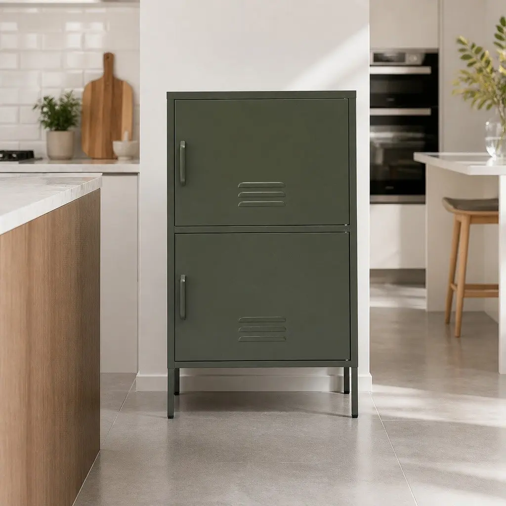 Green Metal Buffet Sideboard Storage Cabinet