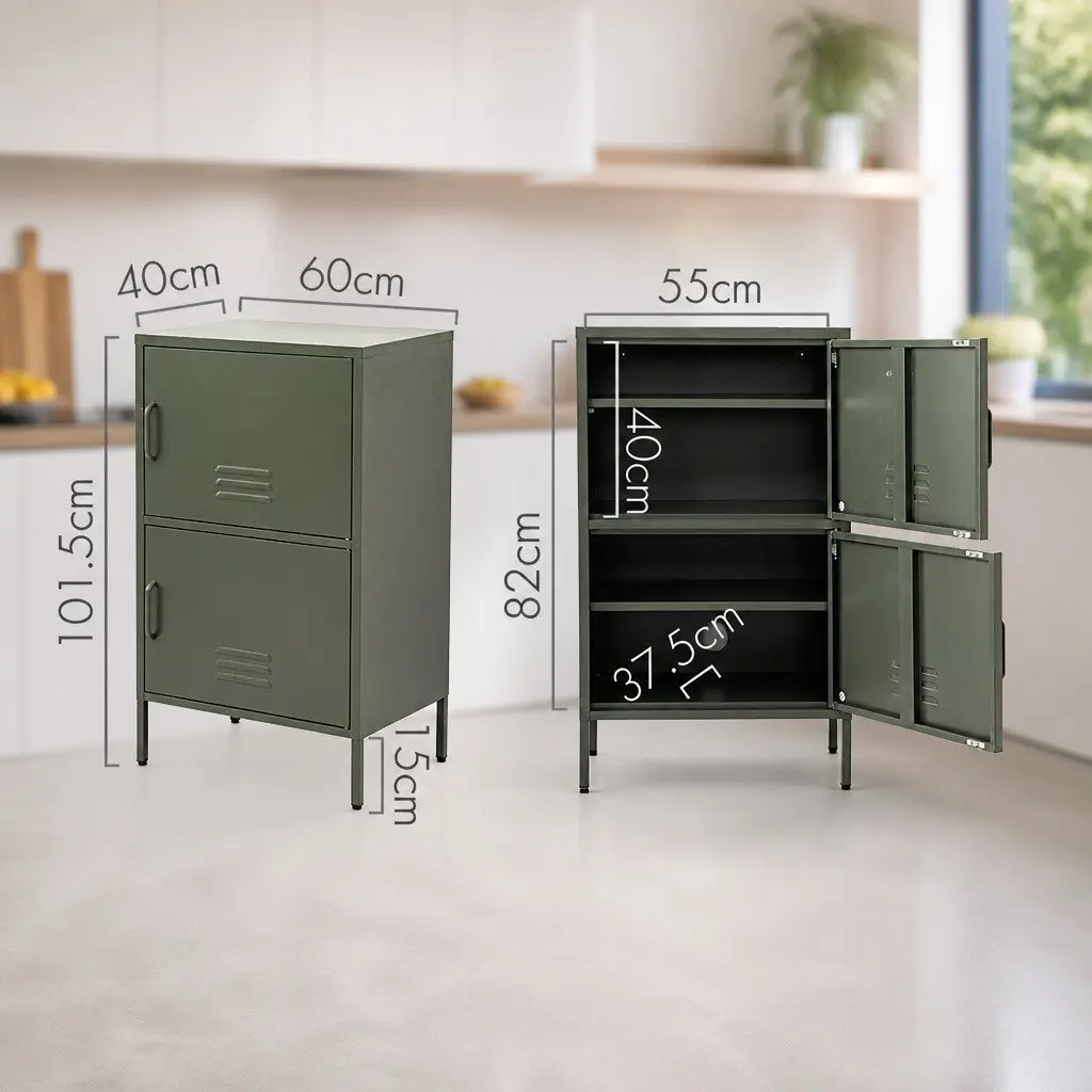 Green Metal Buffet Sideboard Storage Cabinet