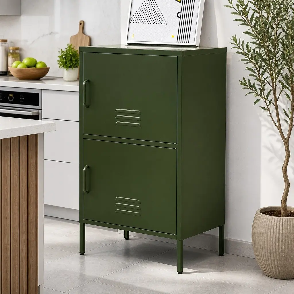 Green Metal Buffet Sideboard Storage Cabinet