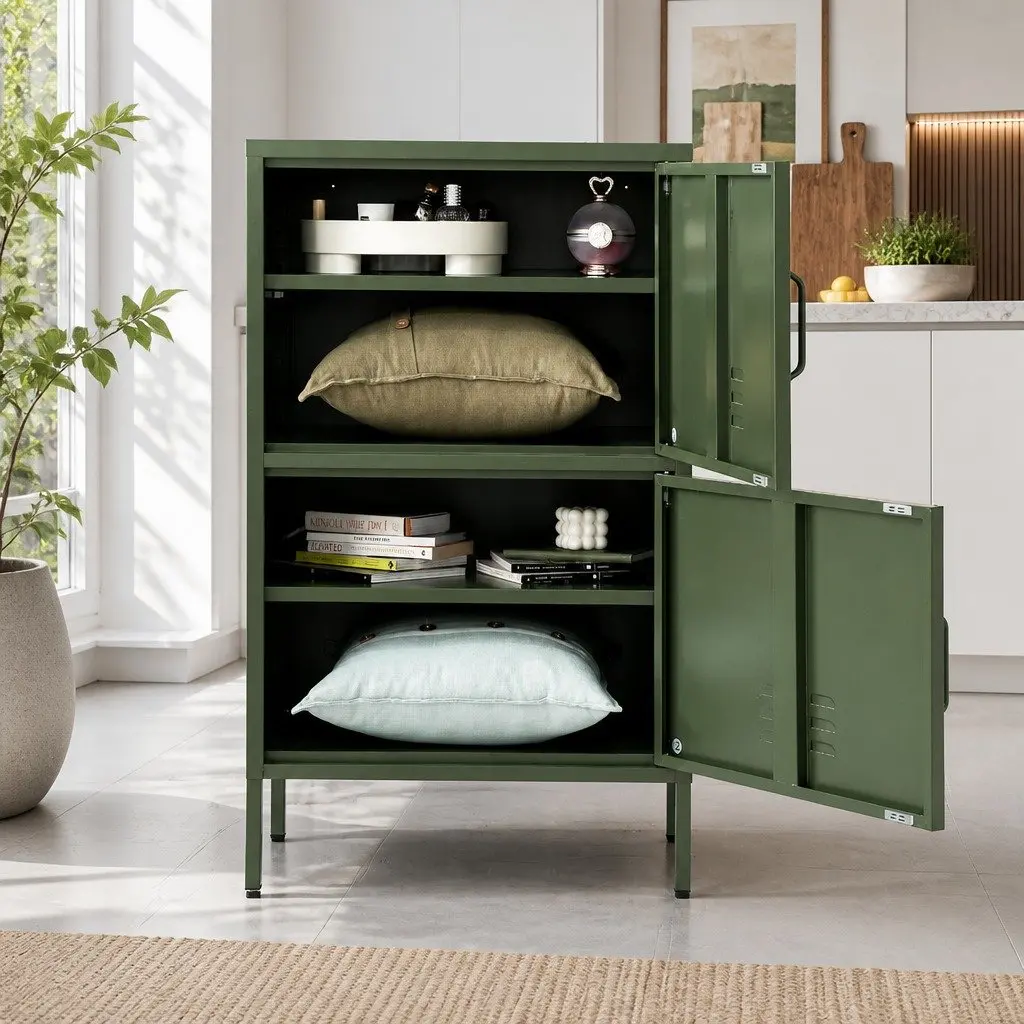 Green Metal Buffet Sideboard Storage Cabinet