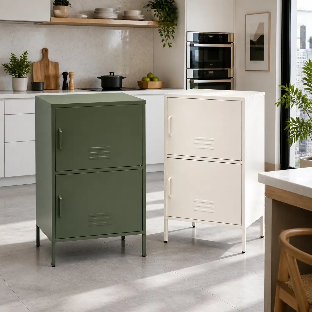 Green Metal Buffet Sideboard Storage Cabinet