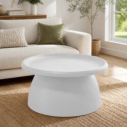 White Round Coffee Table with Pedestal Base 71CM