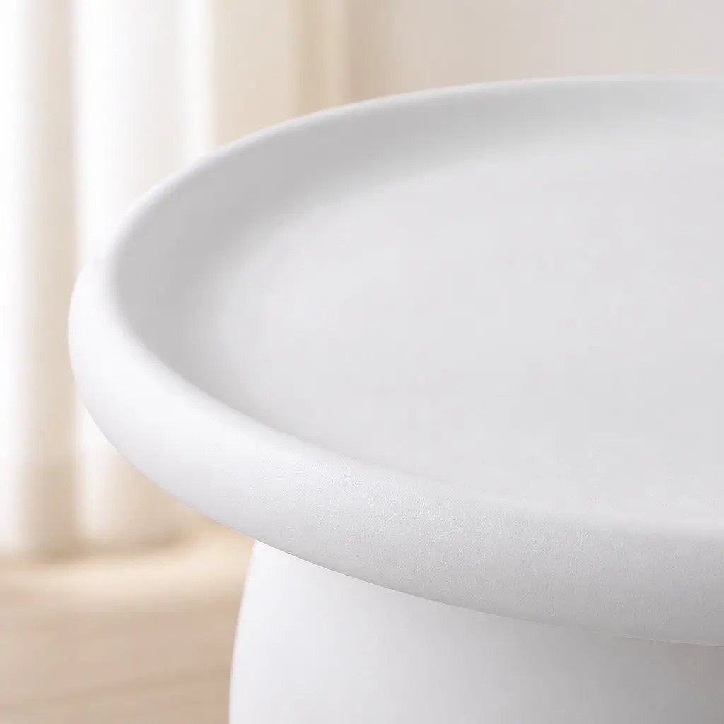 Round Coffee Table White 71CM Pedestal Base PP Material