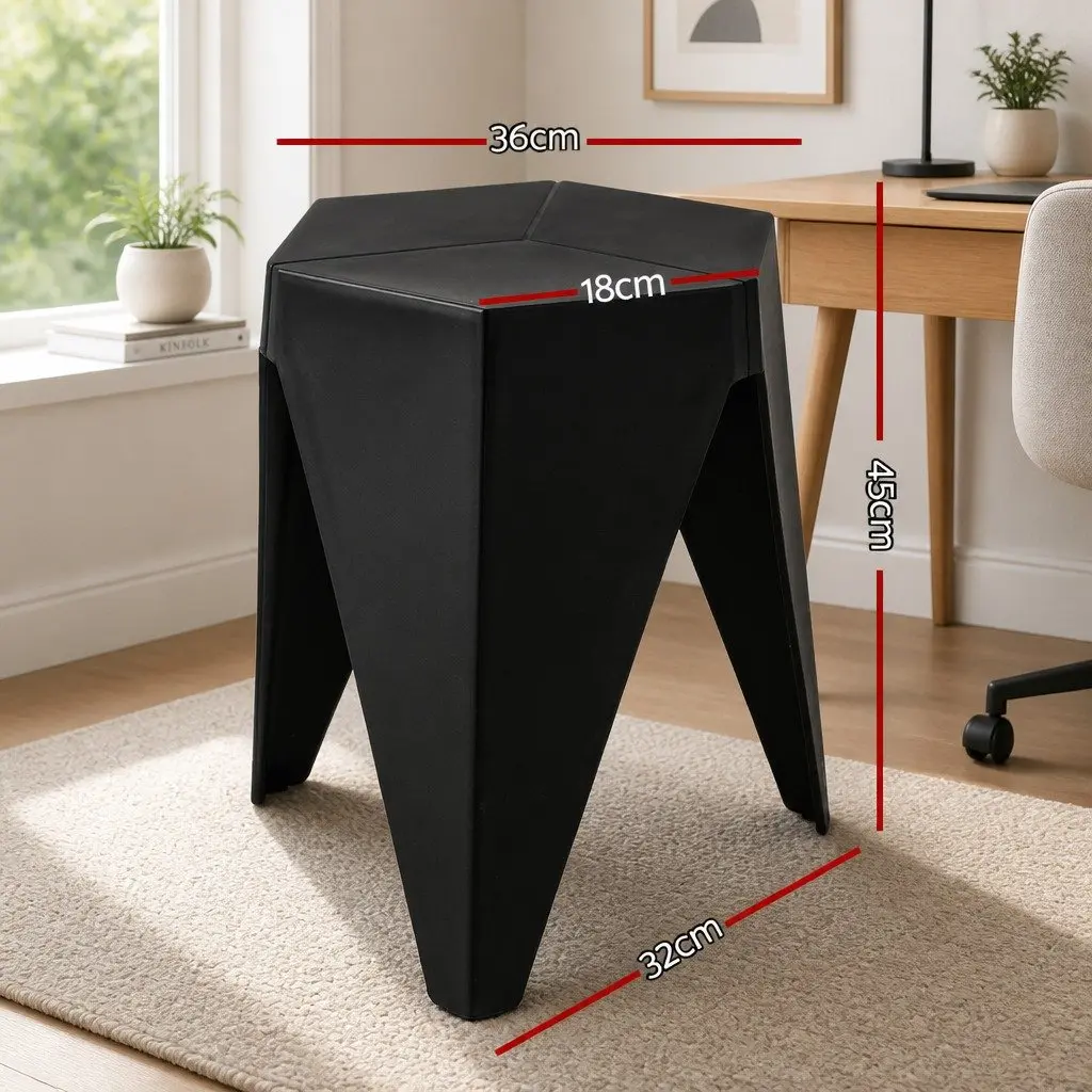 4PC Puzzle Stackable Bar Stools Black Modern Design Comfortable Seating